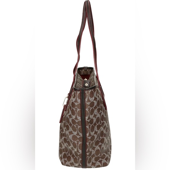 Coach Taxi Zip Top Tote in Signature Saddle Black - Picture 6 of 6
